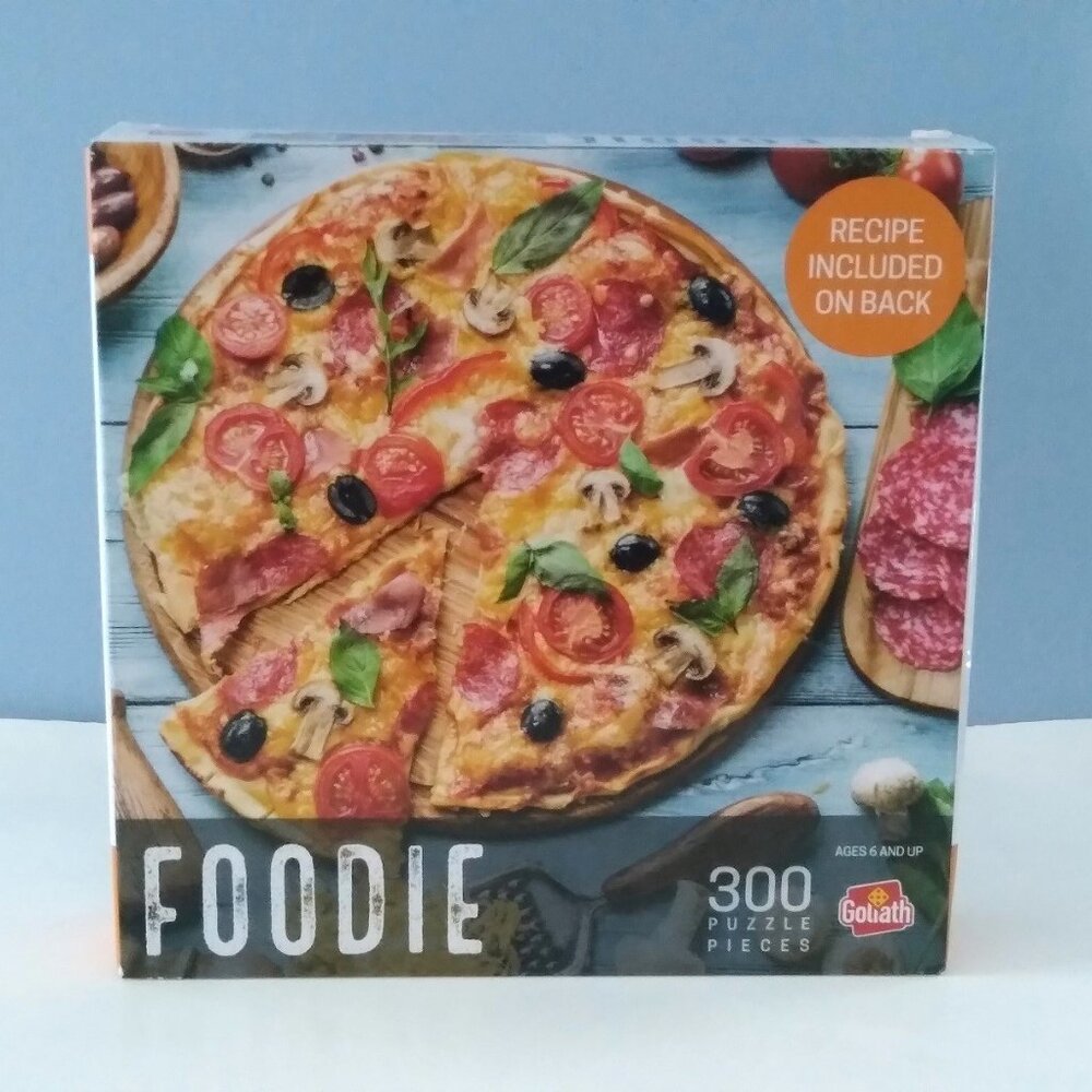 Foodie Pizza Puzzle by Goliath,300 pieces,2021,recipe included,19.5 x 14.25